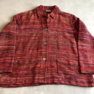 Chicos Jacket Womens 3‎ Pink XL Retro colorful Boho Western
